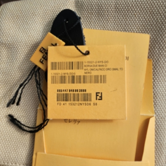 Authentic FENDI Natural Canvas Baguette Crossbody Bag With Leather Trim & Logo - Picture 6 of 10